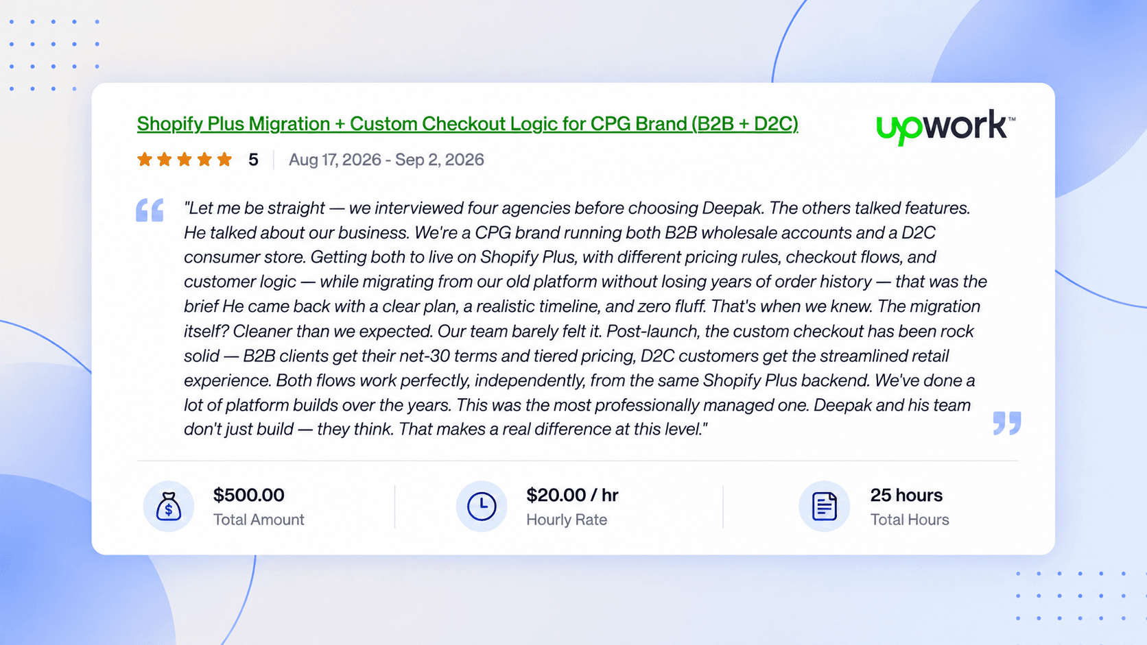 Upwork client review — image 1 of 4