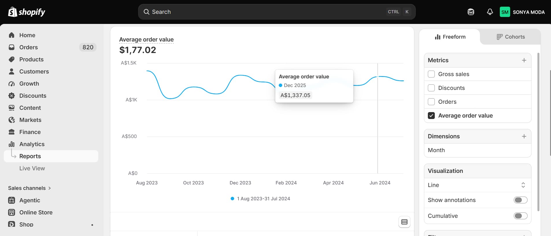 Sonya Moda before redesign — view 2