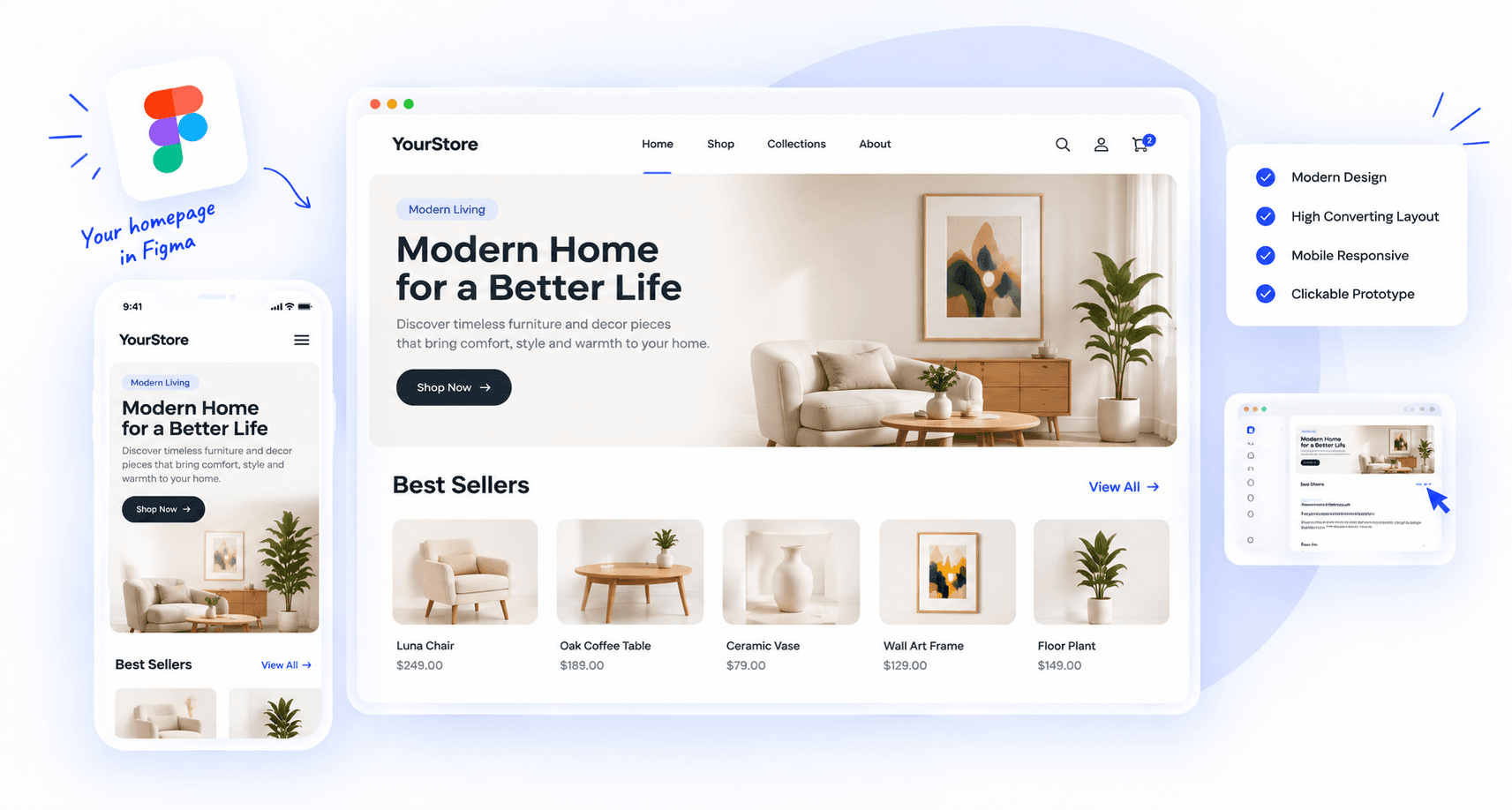 Figma homepage mockup example